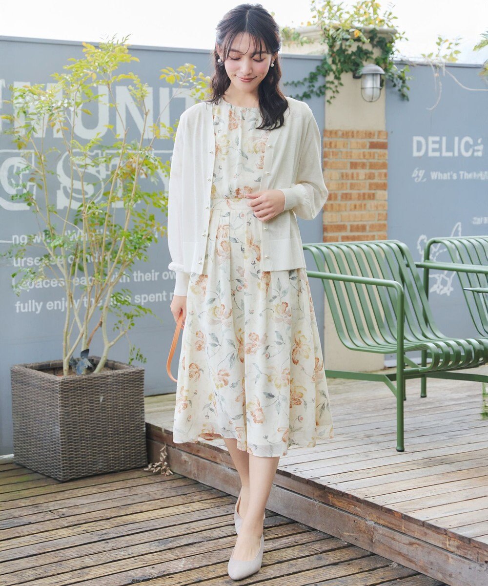 Tiaclasse ラメシアー天竺パールボタンカーディガン 