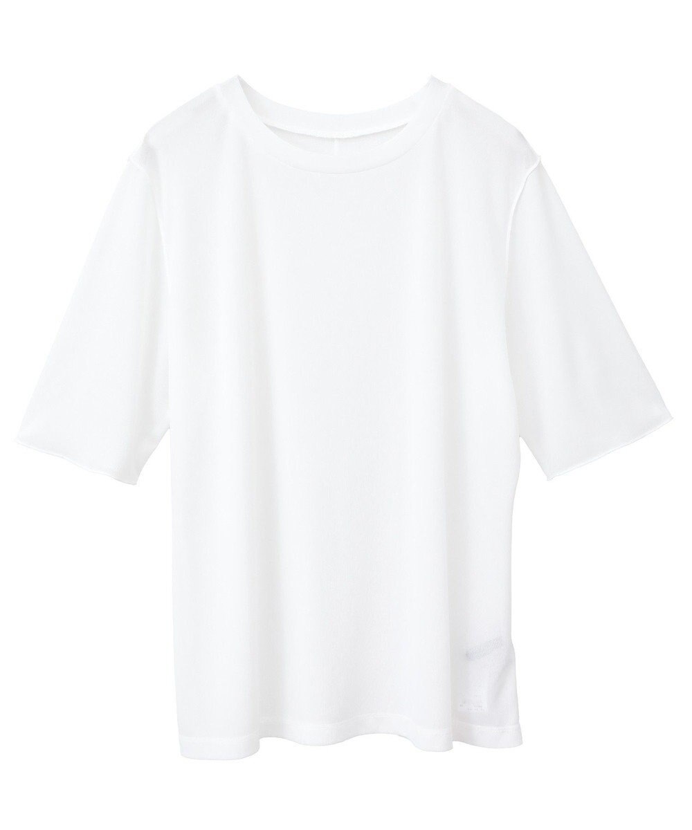 YECCA VECCA クルーネック5分袖シアートップス 