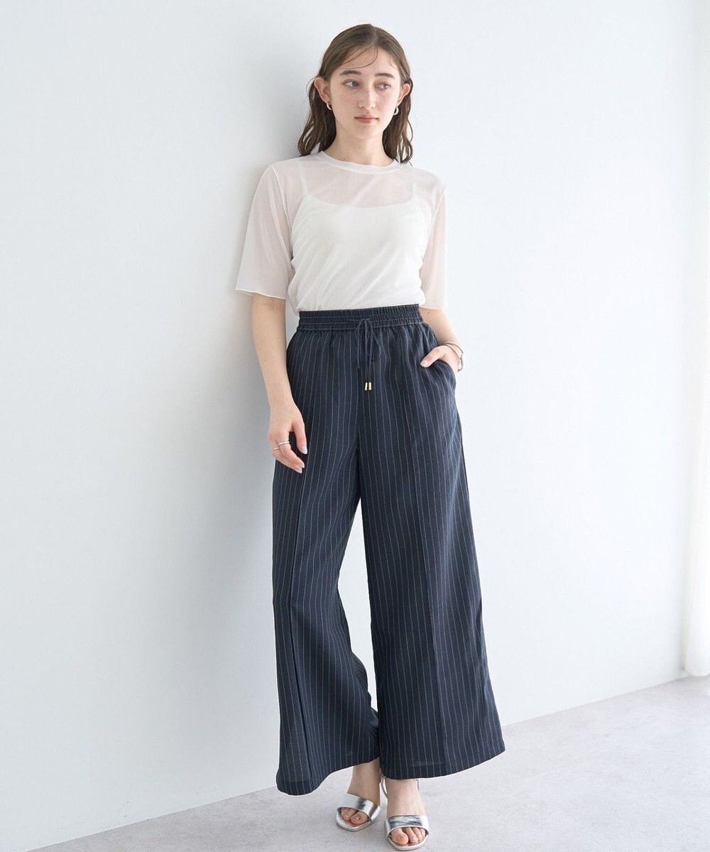 YECCA VECCA クルーネック5分袖シアートップス 