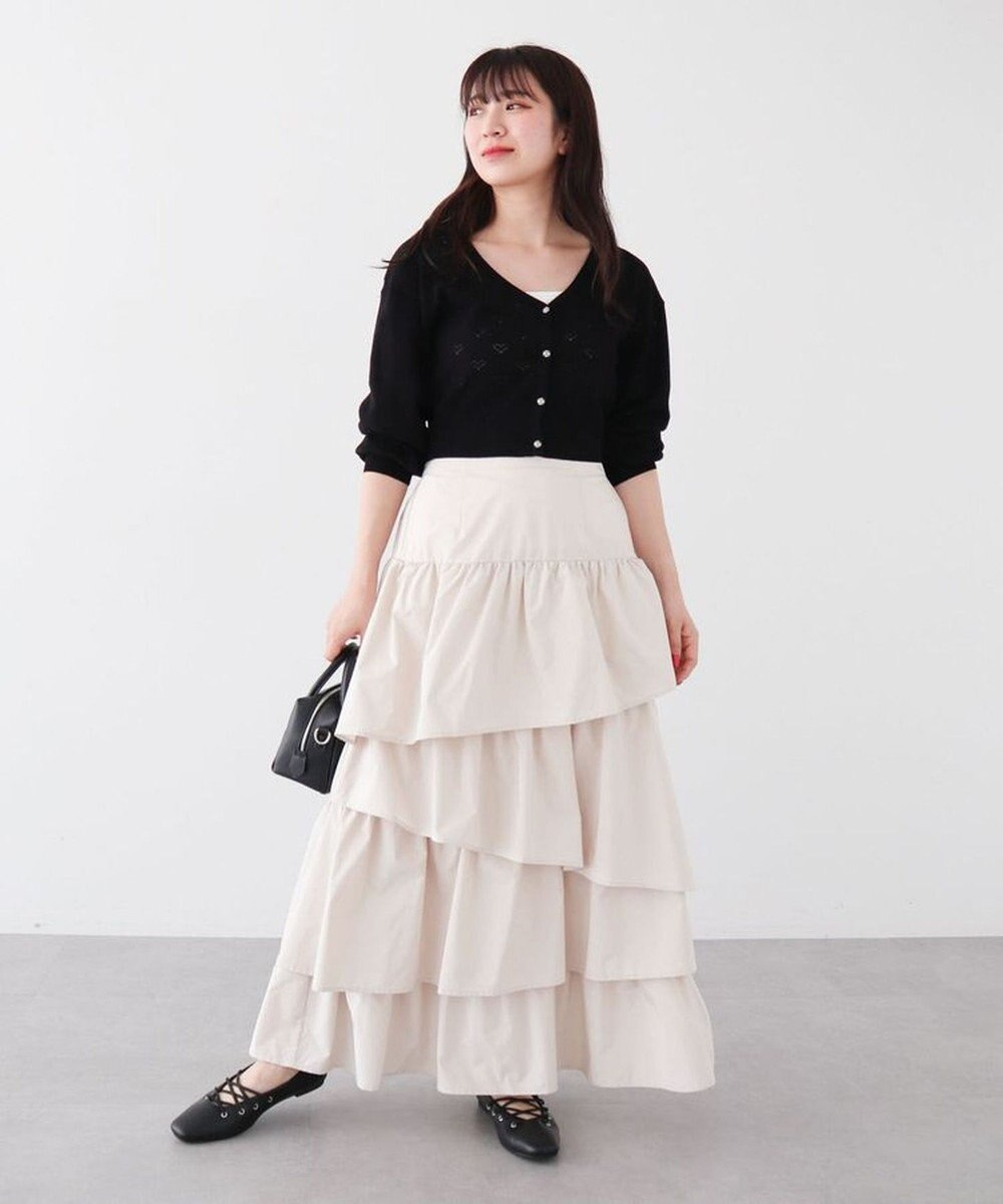 Green Parks ・ｓｗｉｎｇ　ｂｙ　ハート柄スカシニットカーディガン 