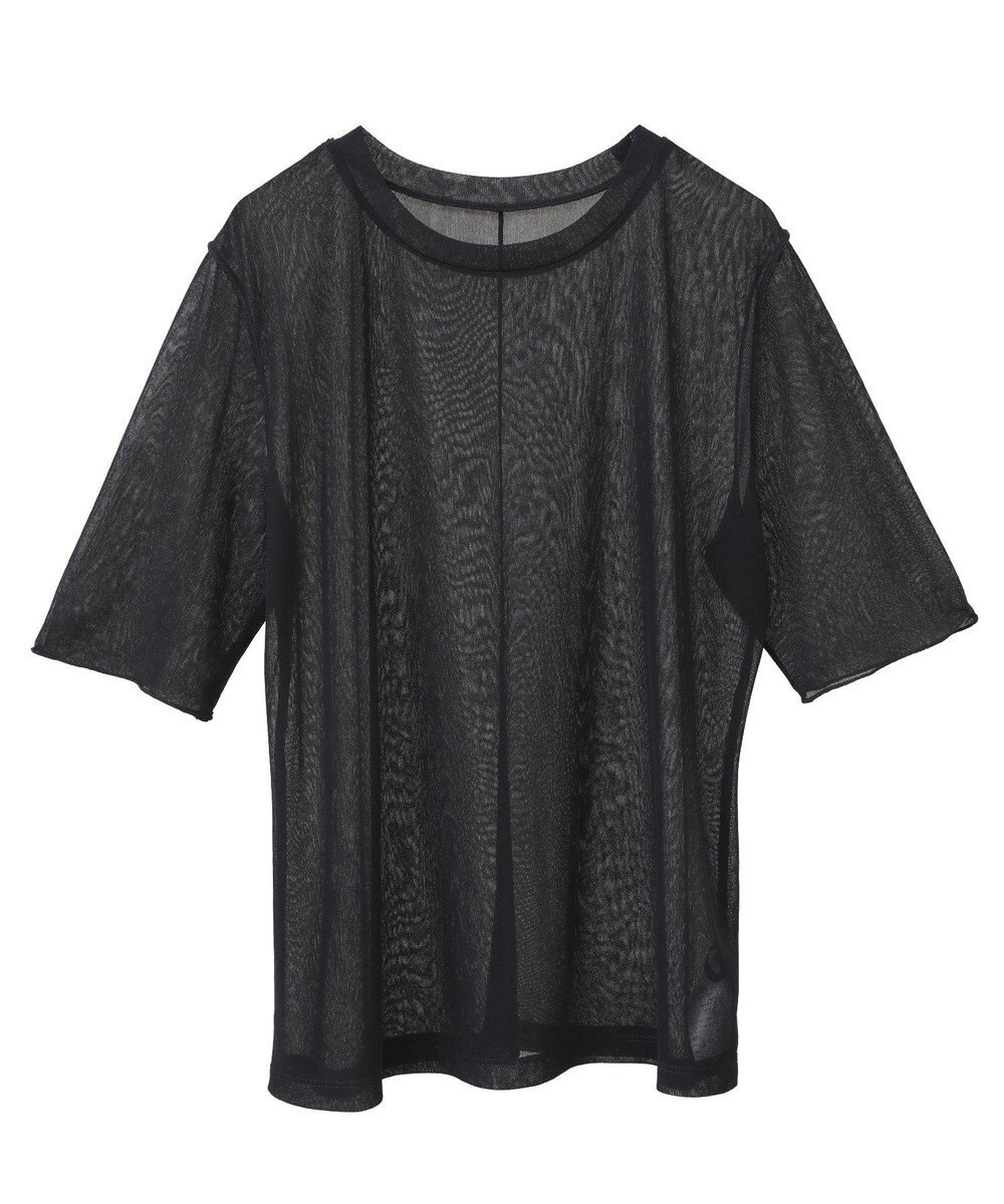 YECCA VECCA クルーネック5分袖シアートップス 