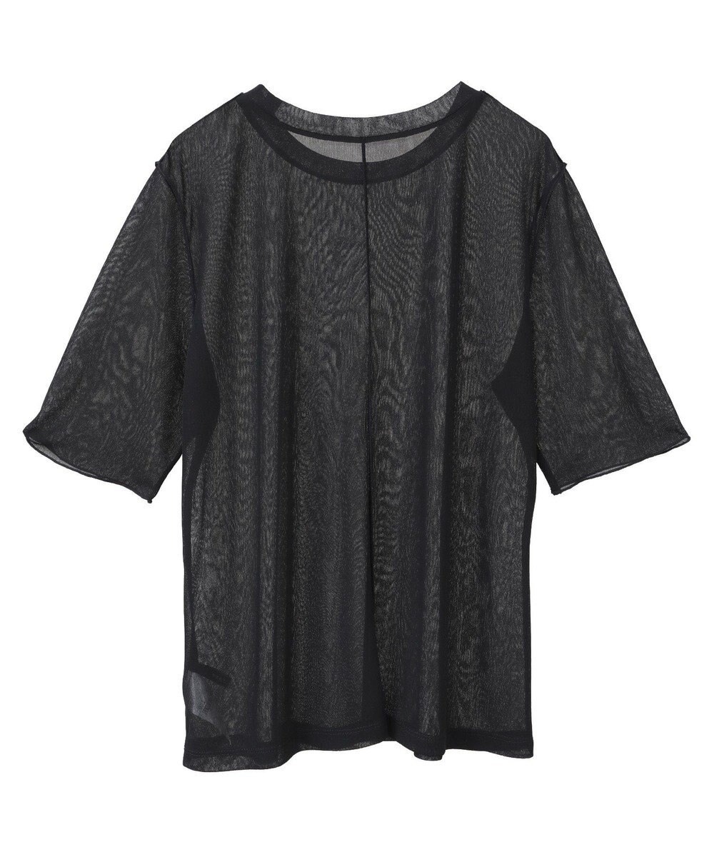 YECCA VECCA クルーネック5分袖シアートップス 