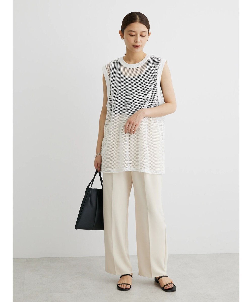 Green Parks イージーウエストセンタープレスストレートパンツ 