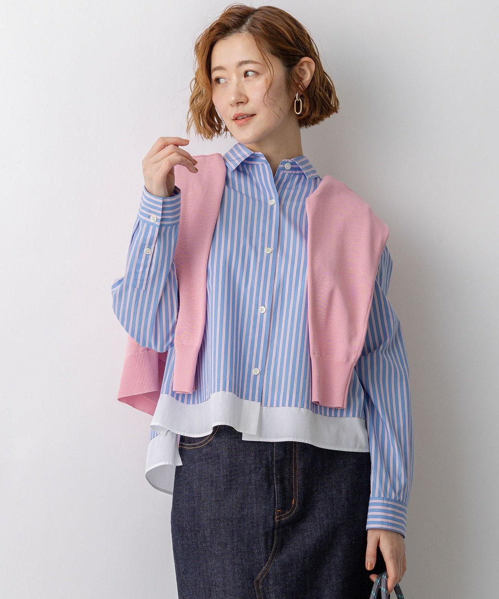 23区 【先行予約】CANCLINI レギュラーカラー ストライプ クロップドシャツ 