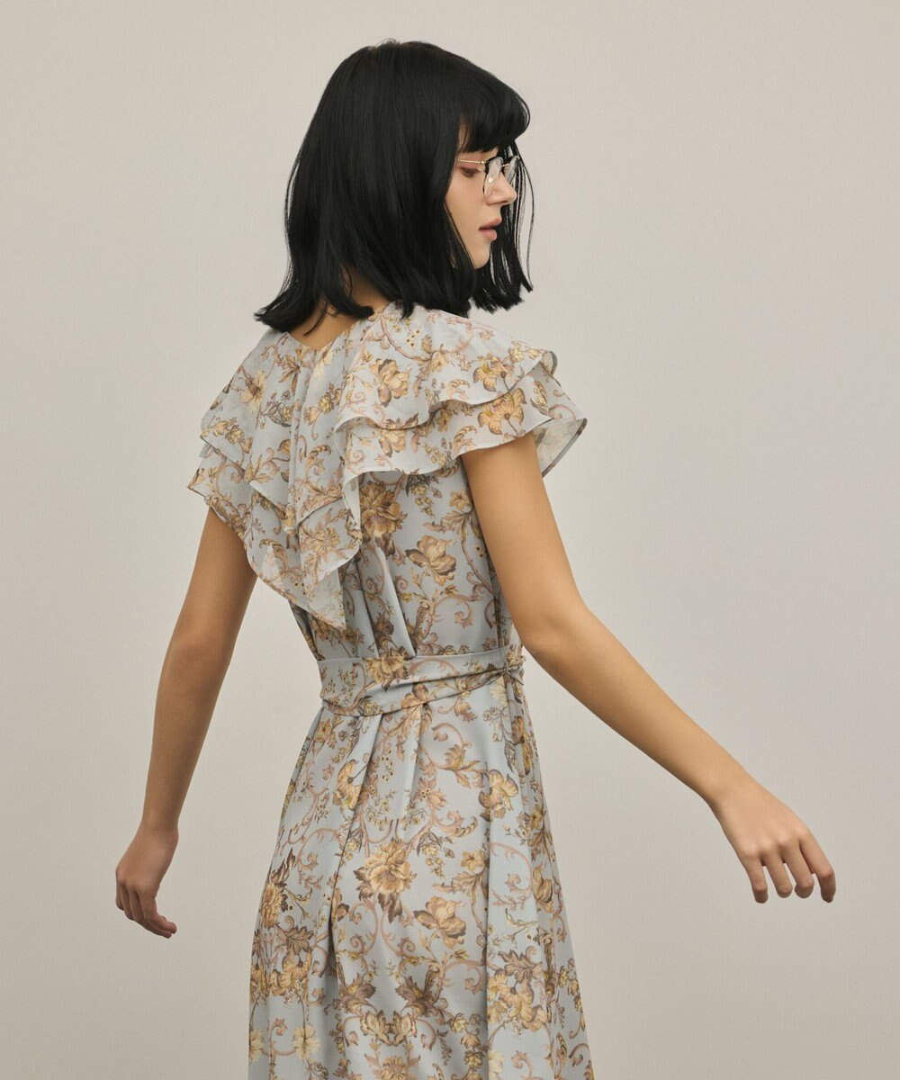 GRACE CONTINENTAL サラサプリントフリルカラーワンピース 