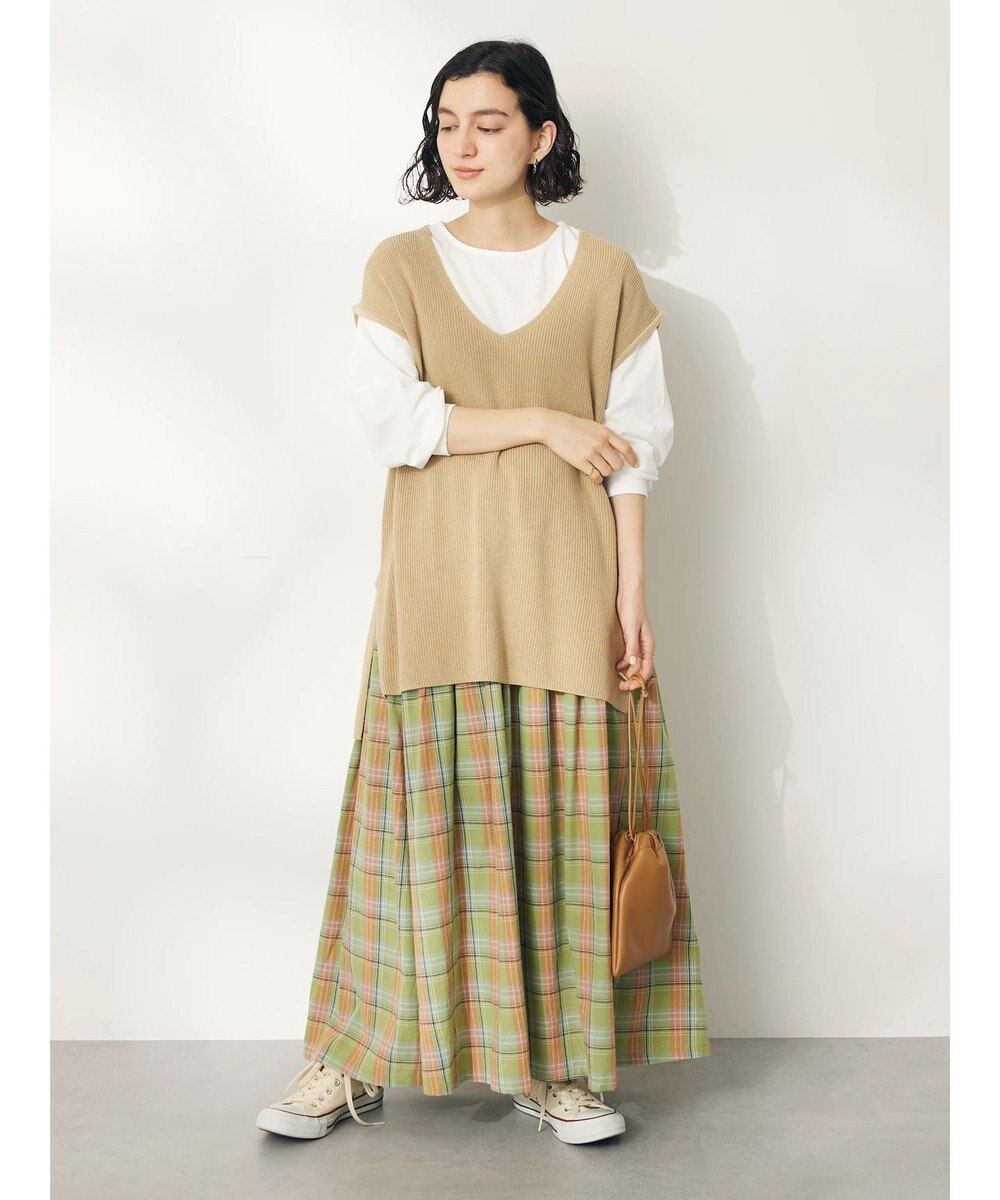 CRAFT STANDARD BOUTIQUE チェックギャザーロングスカート 