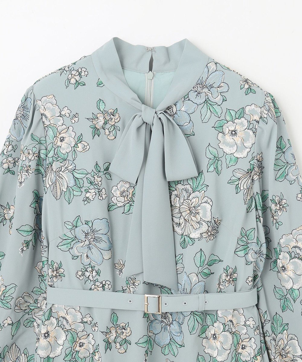 GRACE CONTINENTAL フラワー刺繍ボウタイワンピース 