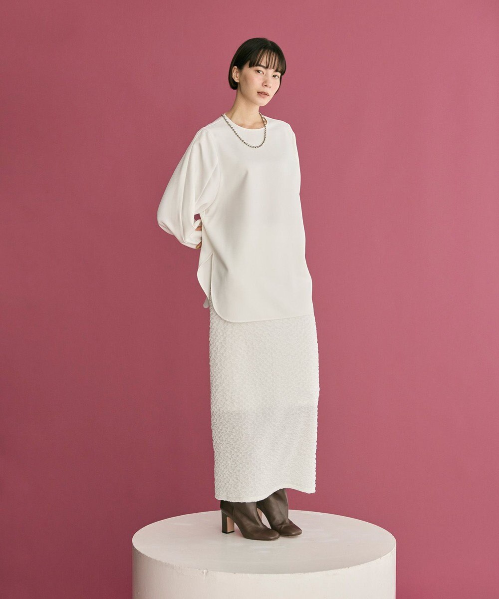 #Newans 【洗濯機可】シャーリングカフスパウダリーブラウス 