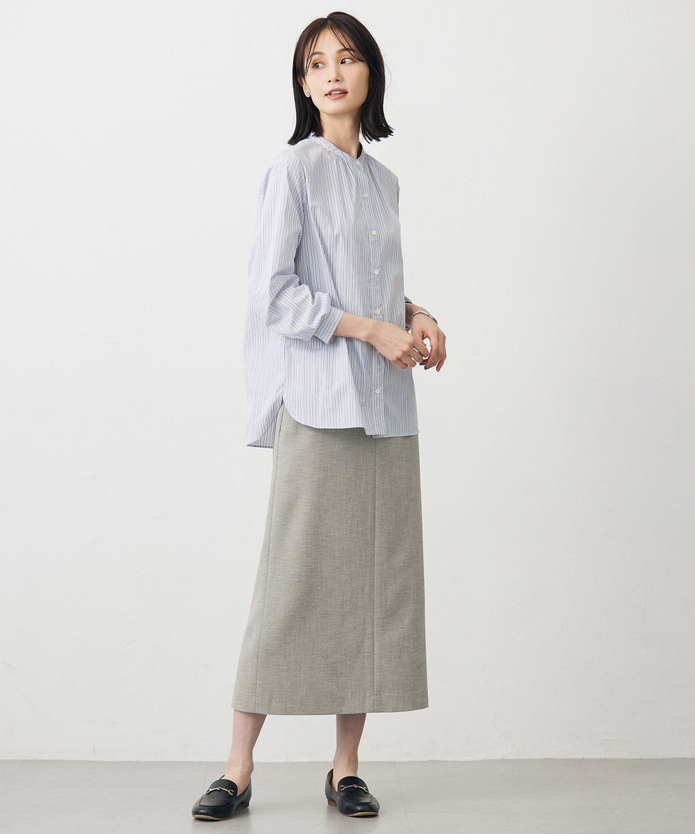 J.PRESS LADIES BEZ ドビーストライプ バンドカラー ブラウス 