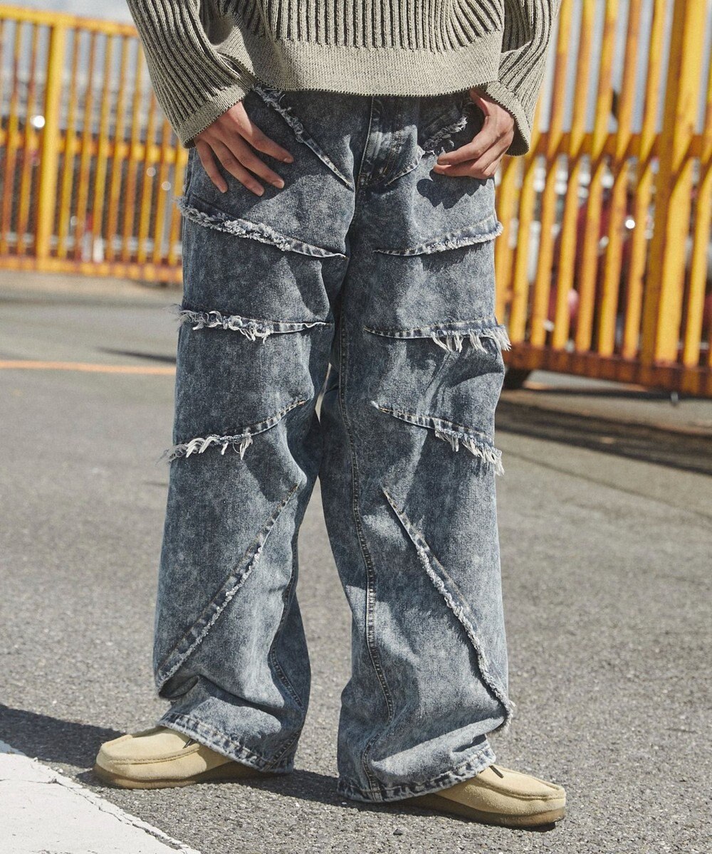 WEGO ダーツフリンジデニムパンツ 