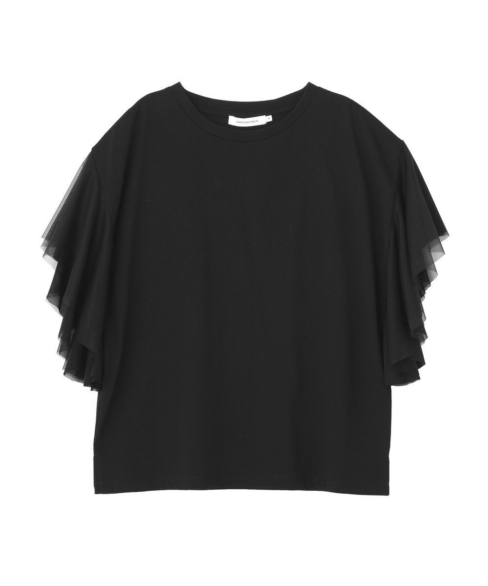 AMERICAN HOLIC 【WEB限定】袖チュールサイドスリットプルオーバー 