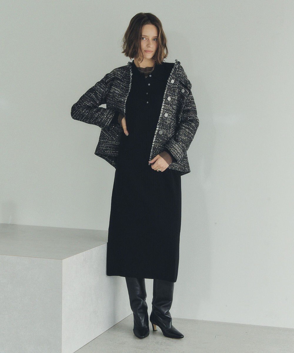 YECCA VECCA ノーカラーツイードジャケット 