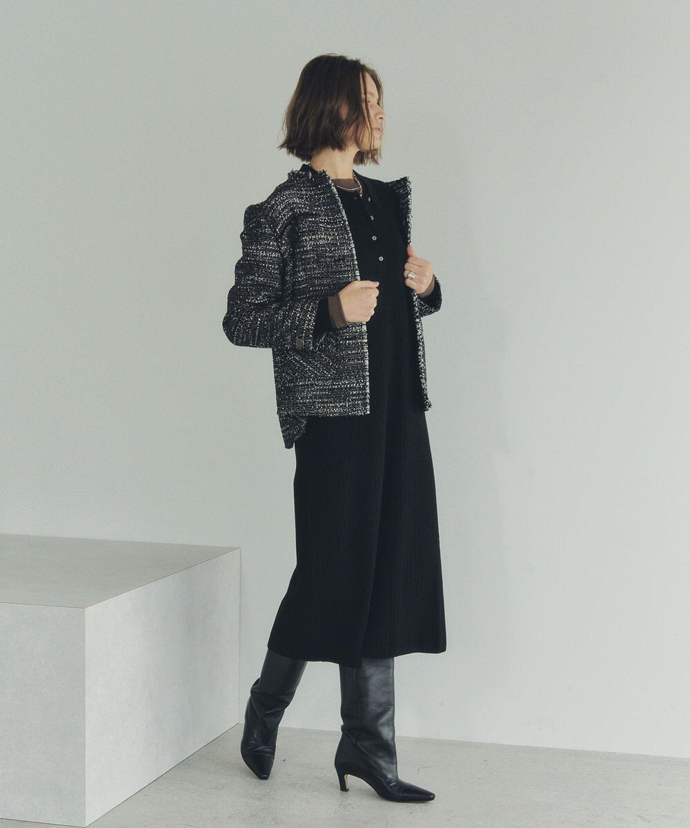 YECCA VECCA ノーカラーツイードジャケット 