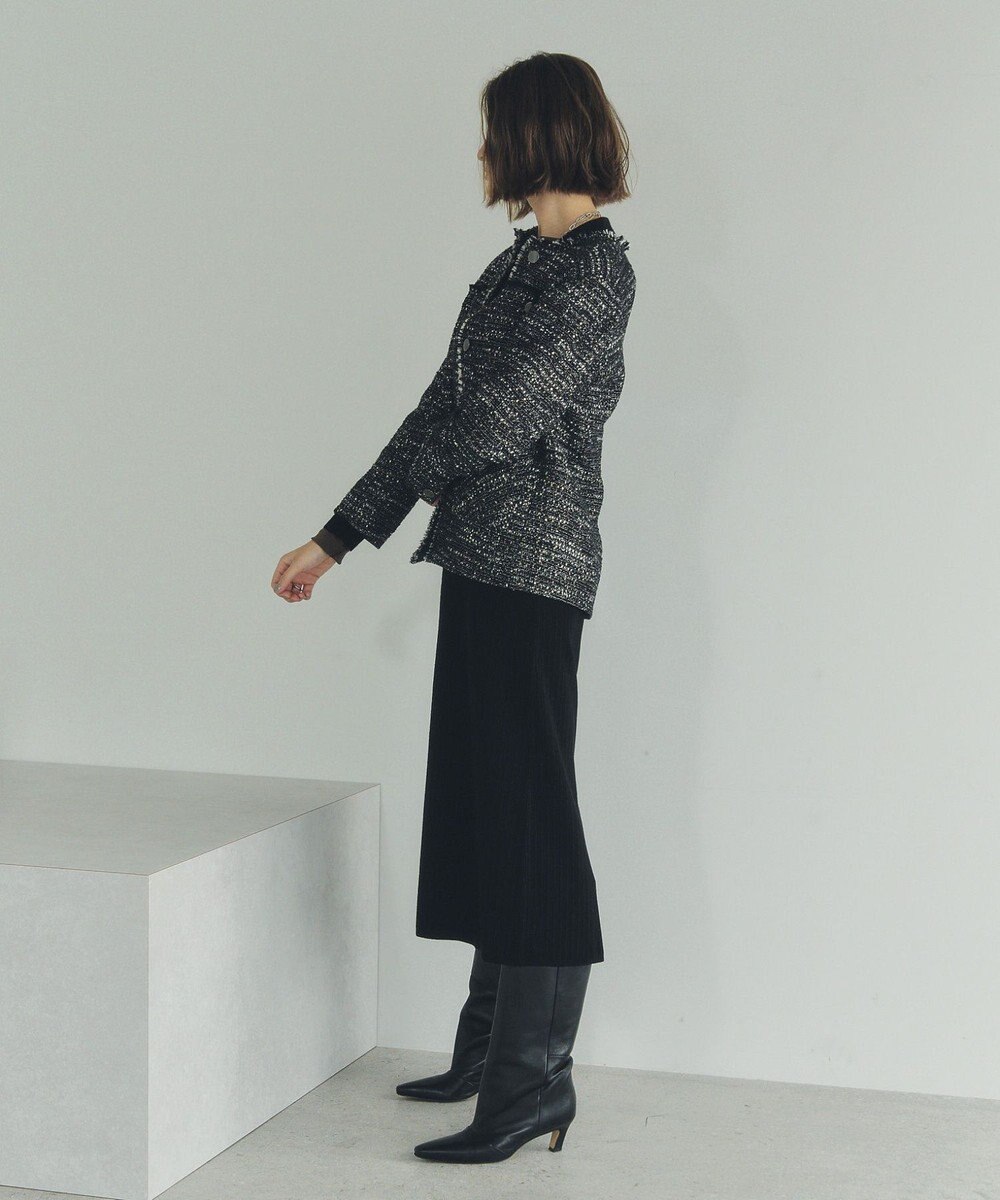 YECCA VECCA ノーカラーツイードジャケット 