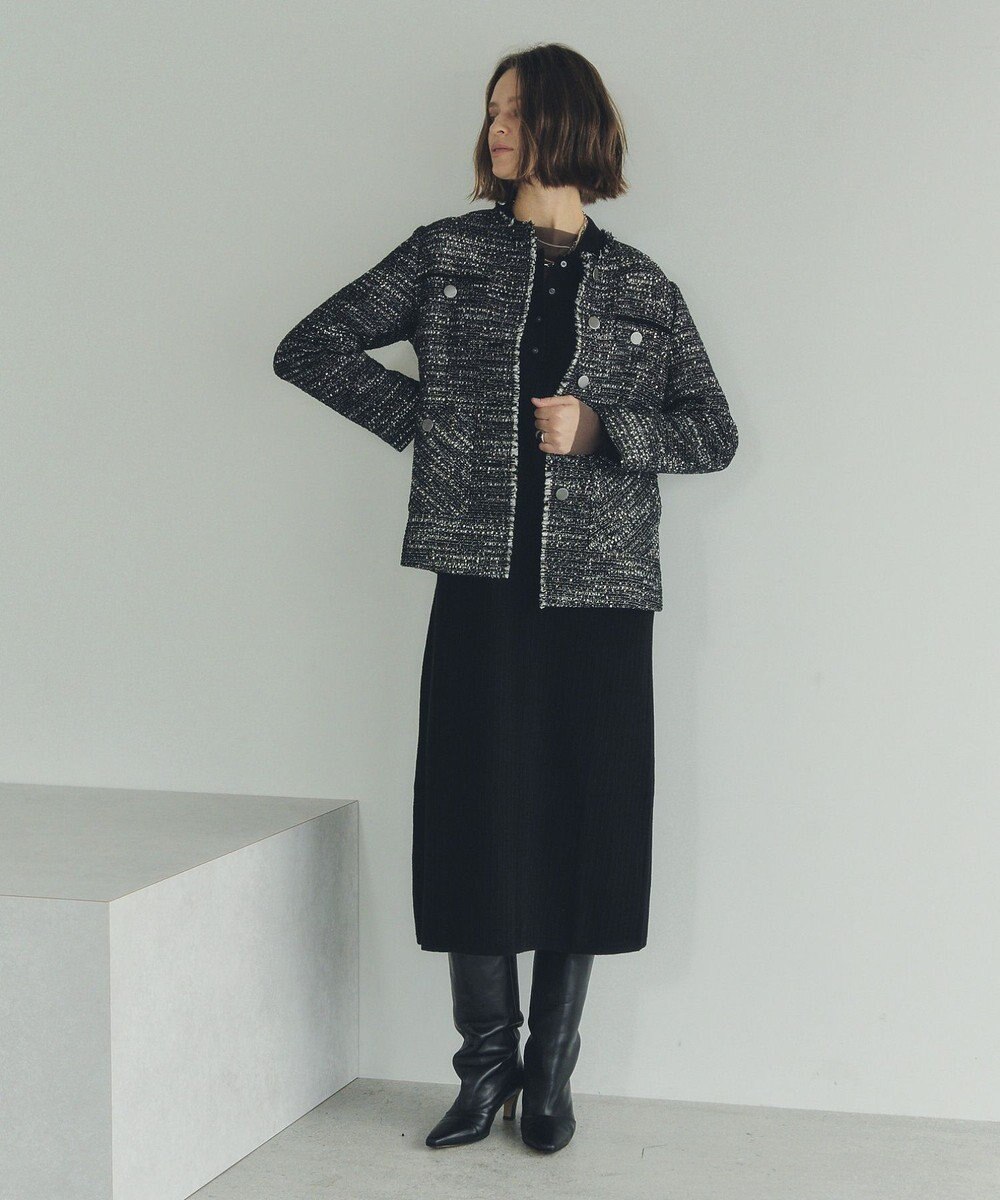YECCA VECCA ノーカラーツイードジャケット 