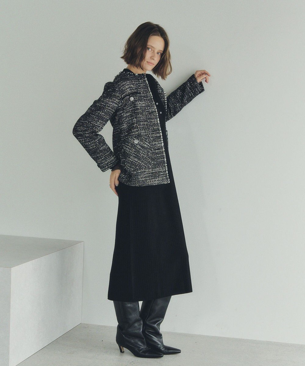 YECCA VECCA ノーカラーツイードジャケット 