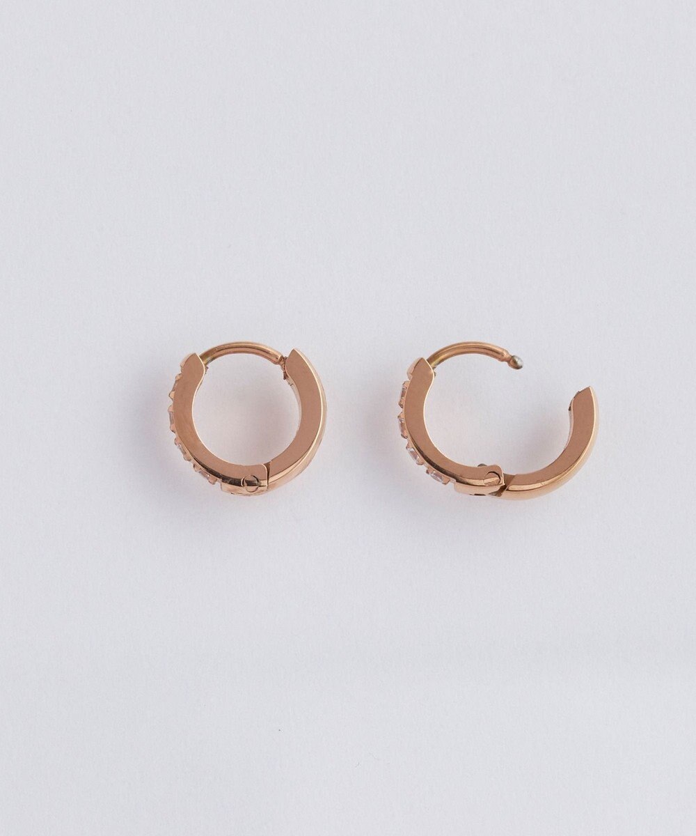 Phoebe 【金属アレルギー対応】ワンタッチビジューフープミニピアス　ローズゴールド/サージカルステンレス 