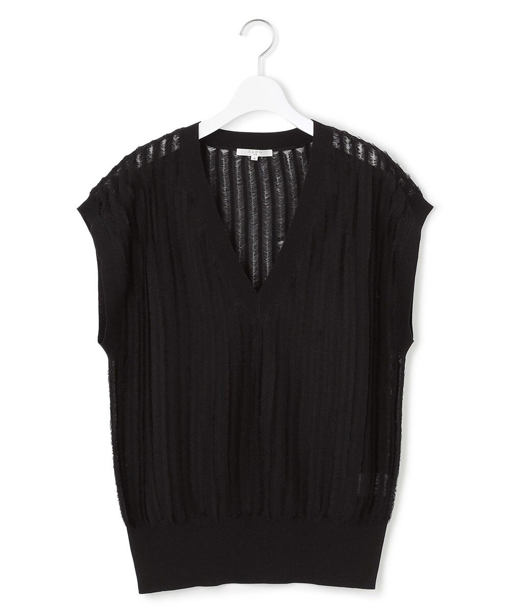 23区 【SLOW/一部店舗限定】フリンジニット ジレ 