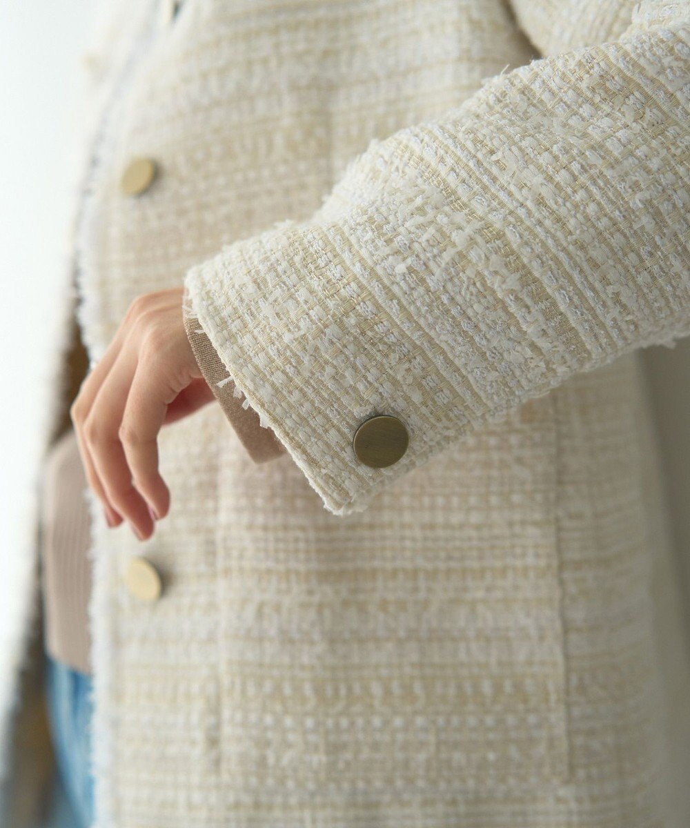 YECCA VECCA ノーカラーツイードジャケット 