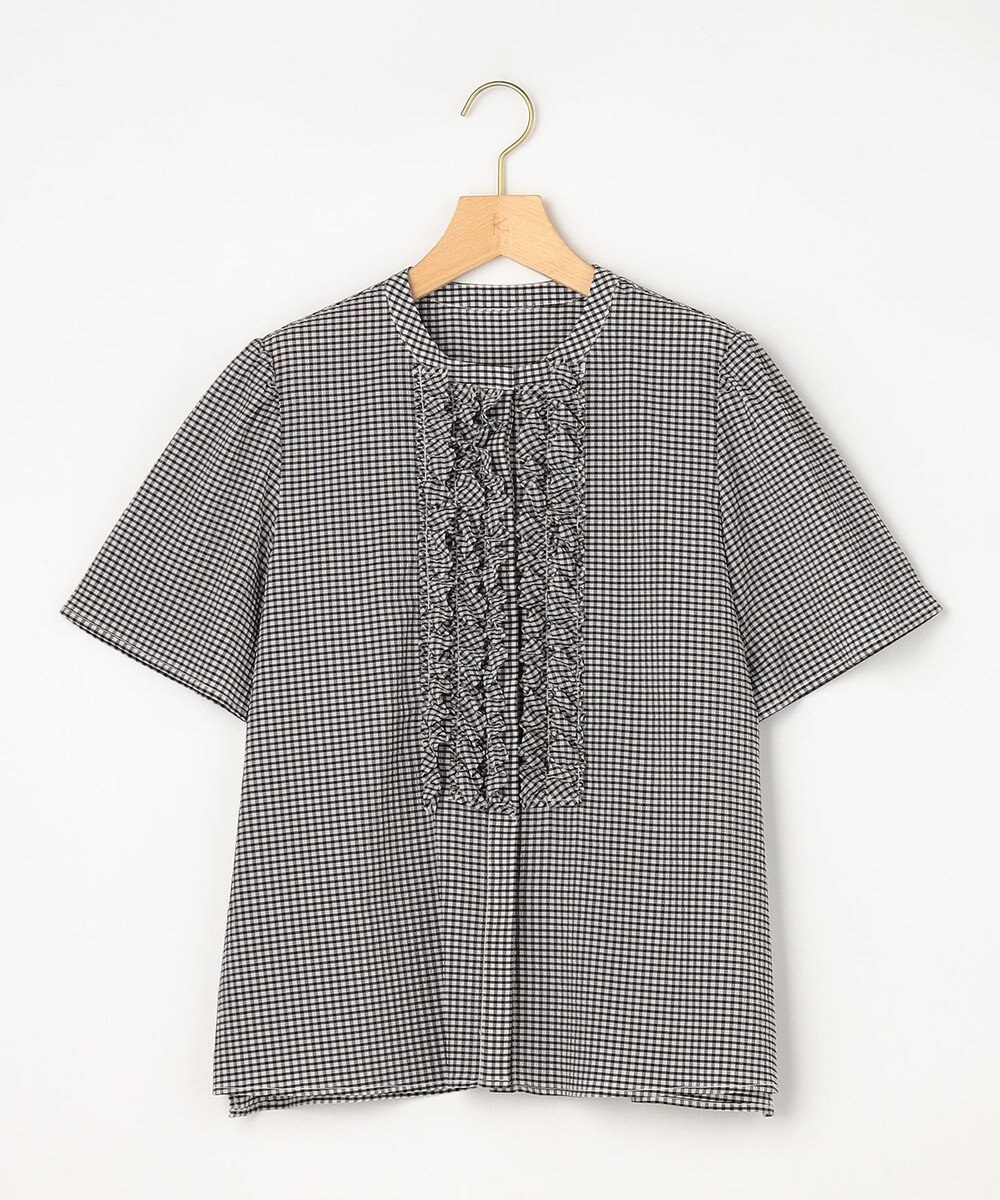 組曲 【先行予約】【WEB限定】サッカーギンガムチェック フロントフリルブラウス 