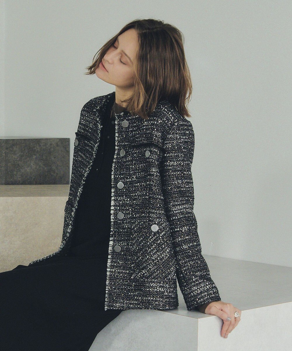 YECCA VECCA ノーカラーツイードジャケット 