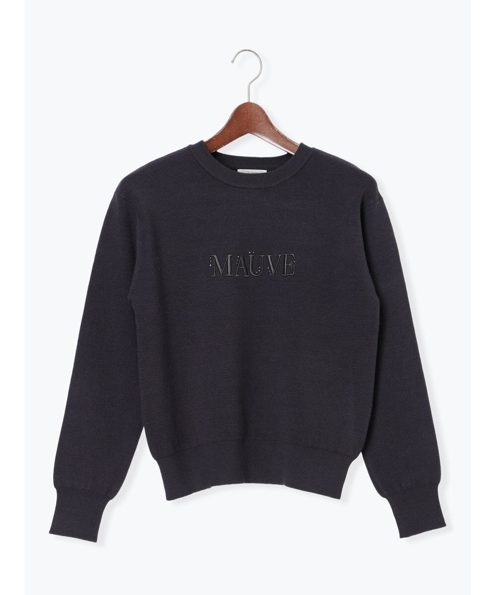 Te chichi パール&ウレタン刺繍ロゴニット 