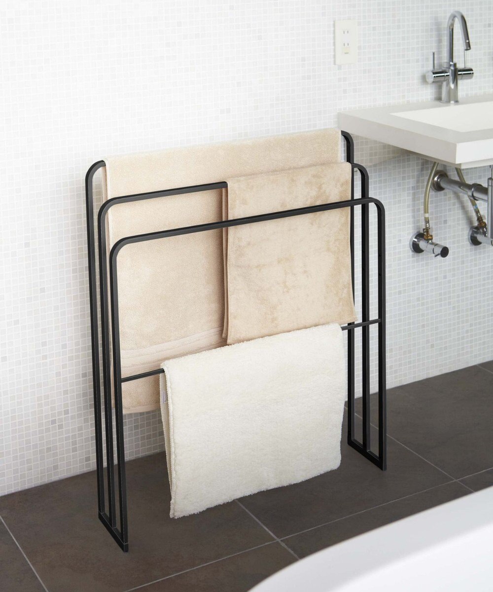 tower 横から掛けられるバスタオルハンガー 3連 タワー ブラック 