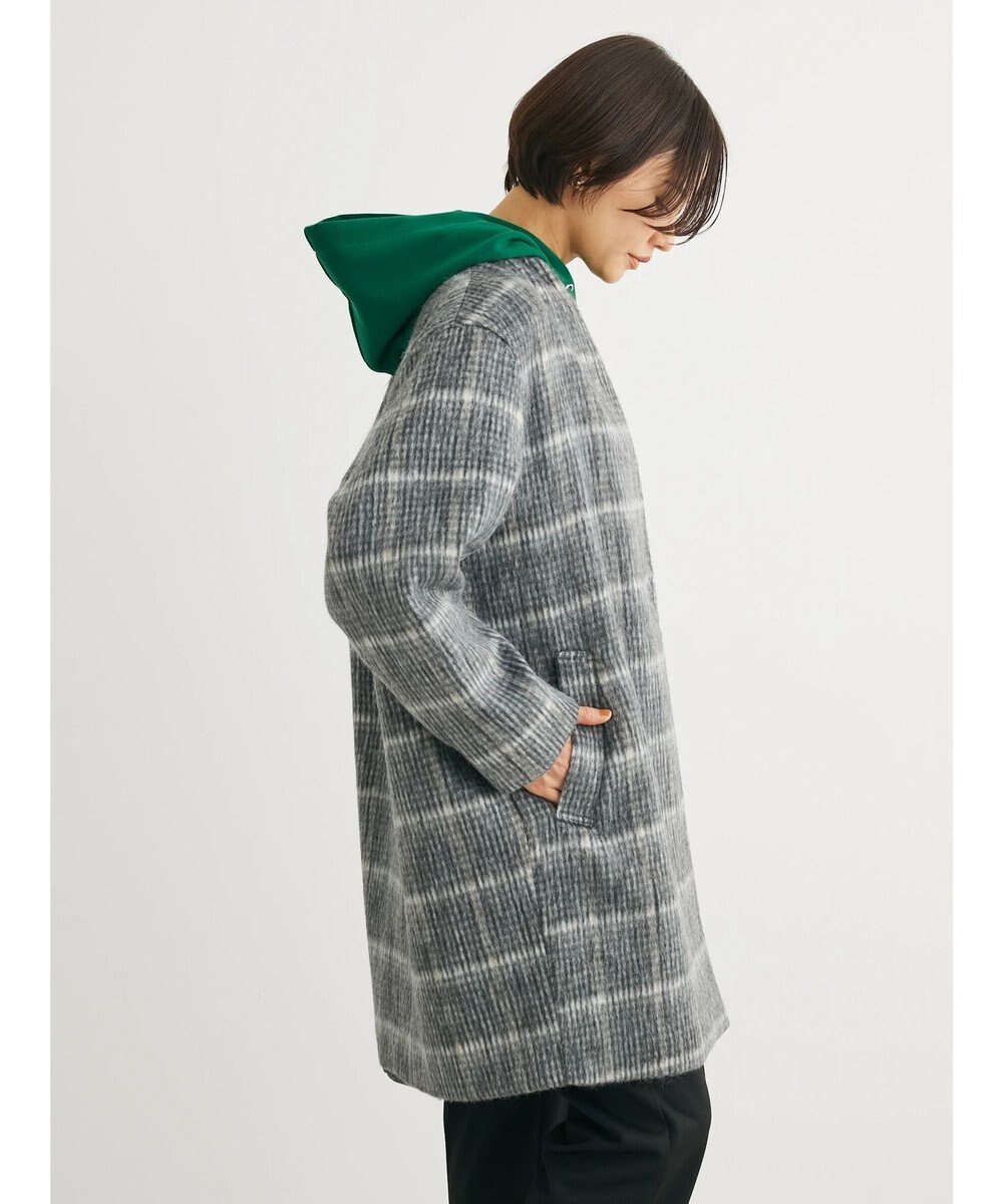 Green Parks コクーンシルエットチェックシャギーコート 