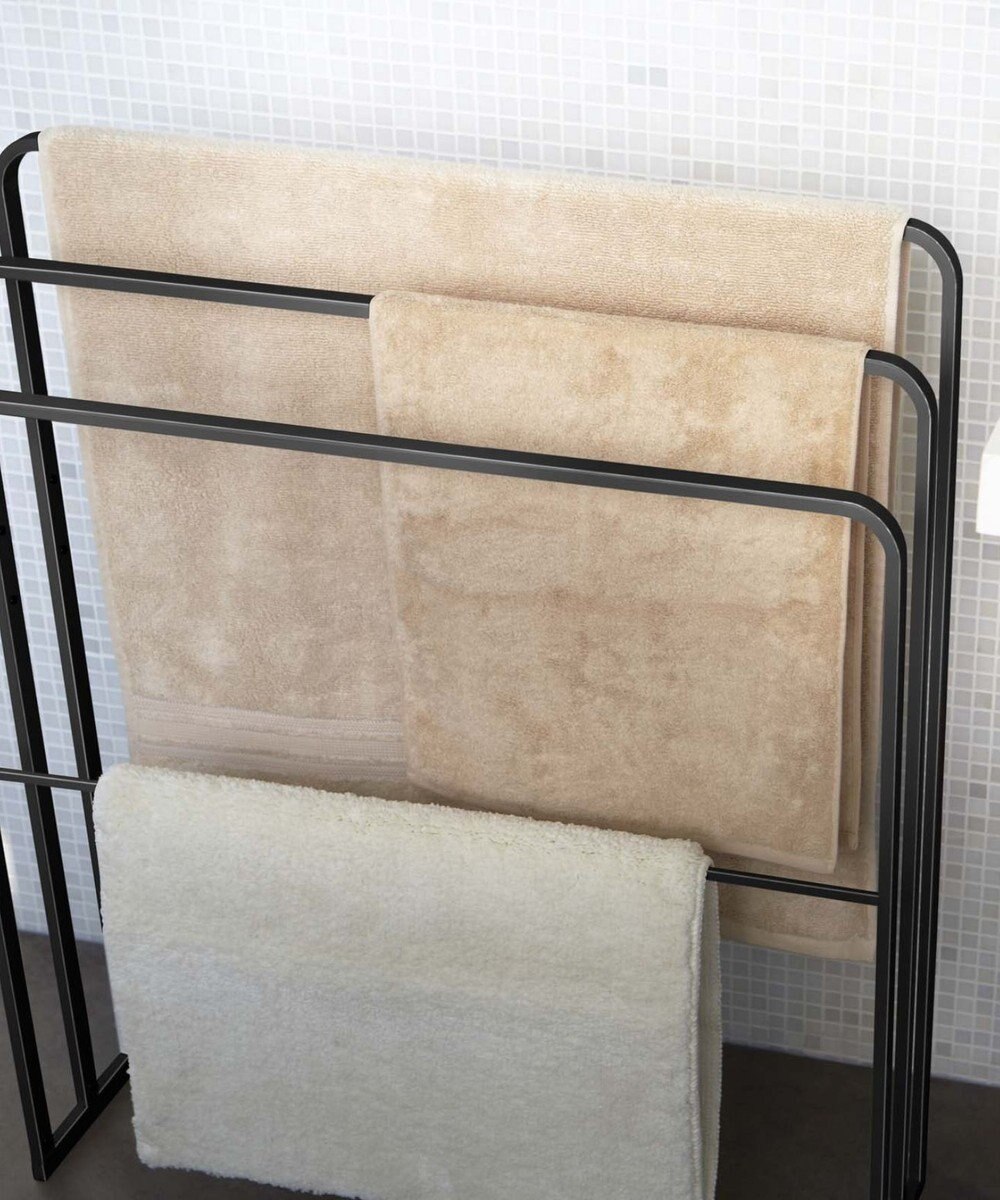 tower 横から掛けられるバスタオルハンガー 3連 タワー ブラック 