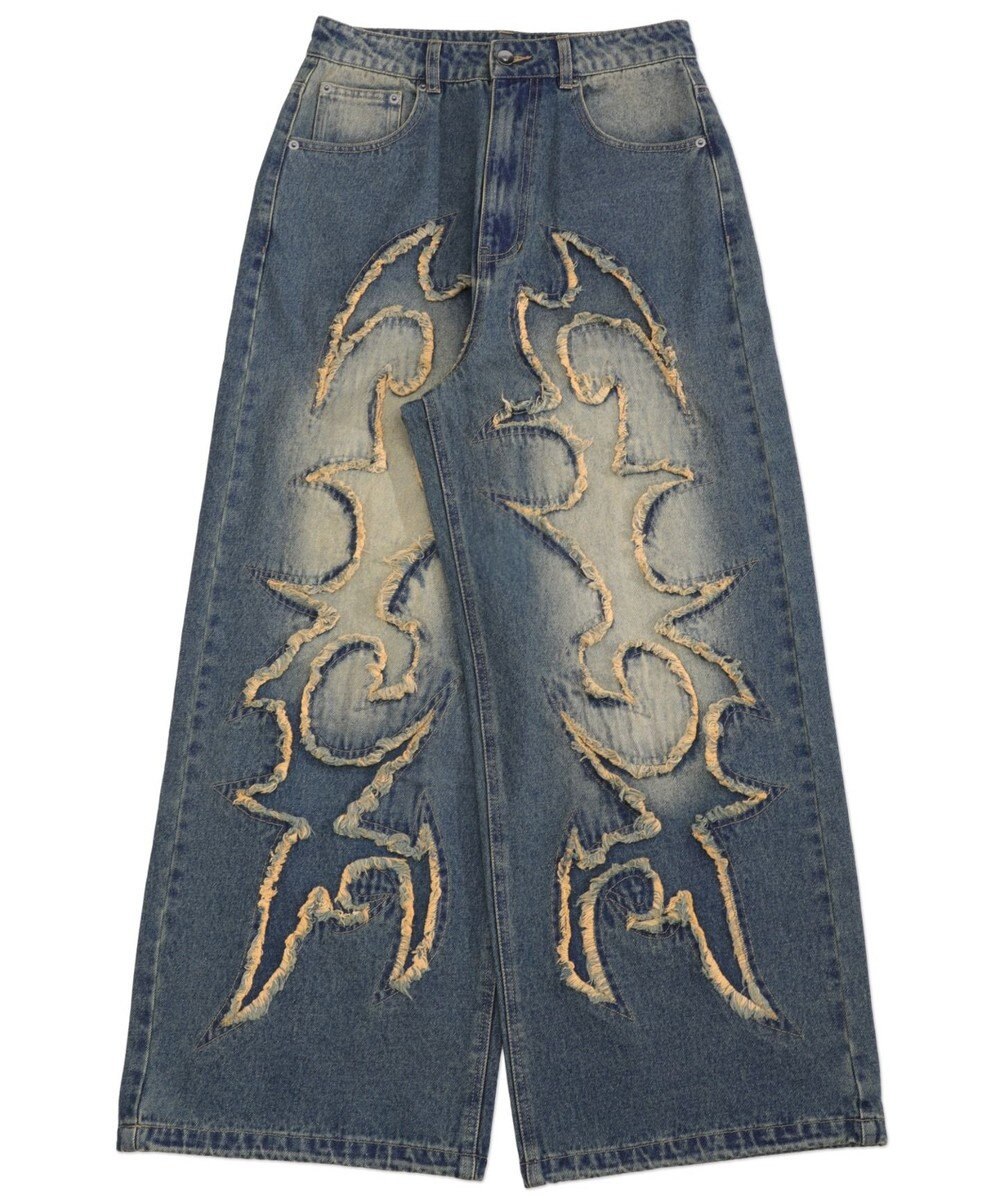 WEGO 【ユニセックス着用ITEM】フリンジデニムパンツ 