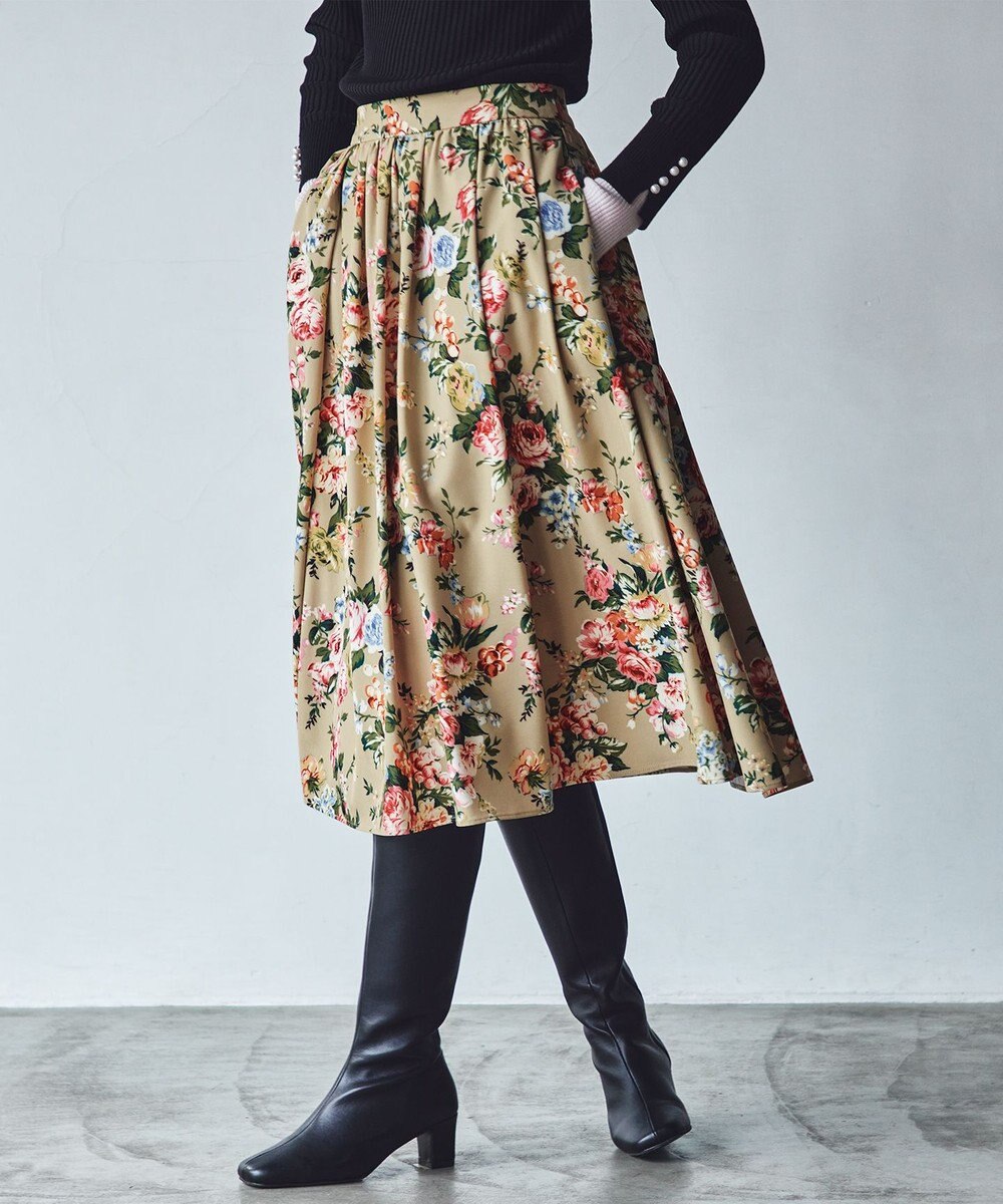 組曲 S 【23AW】ローズブーケプリント フレアスカート 