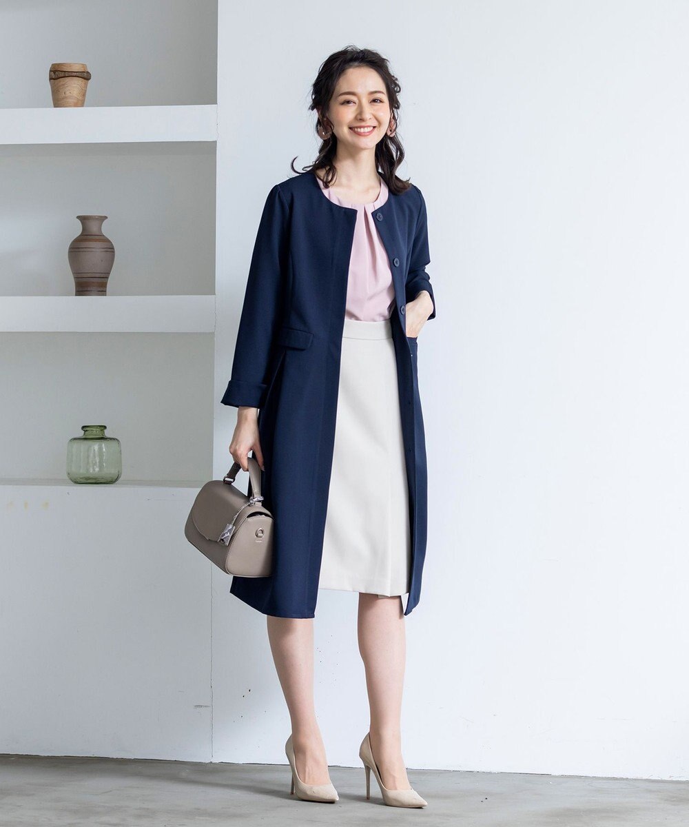 Tiaclasse 【洗える】快適な履き心地のダブルクロスセミタイトスカート 