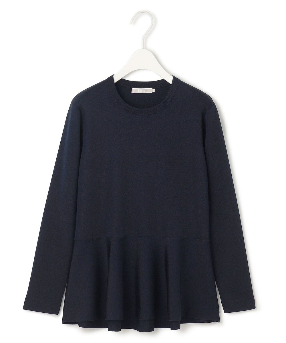 ICB L 【WEB限定・洗える】シンセティックヤーンスムース ペプラムニット 