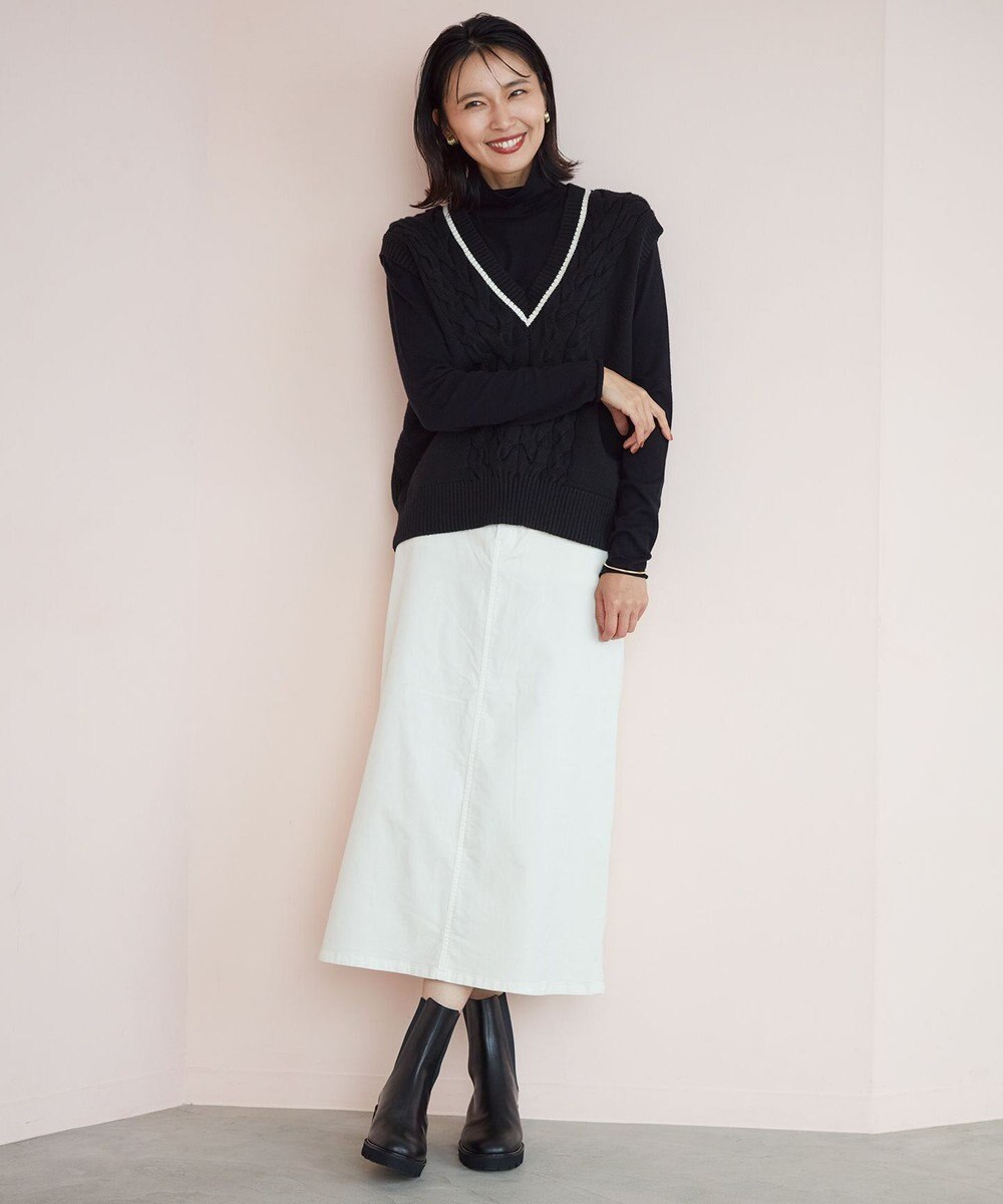 23区 【洗える】コットンリリー Vネック ベスト 