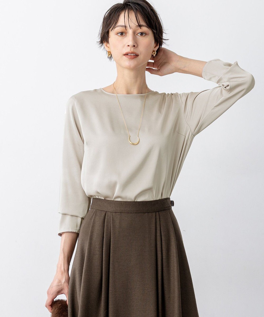 23区 L 【洗える】サテン ロングスリーブ Tシャツ 