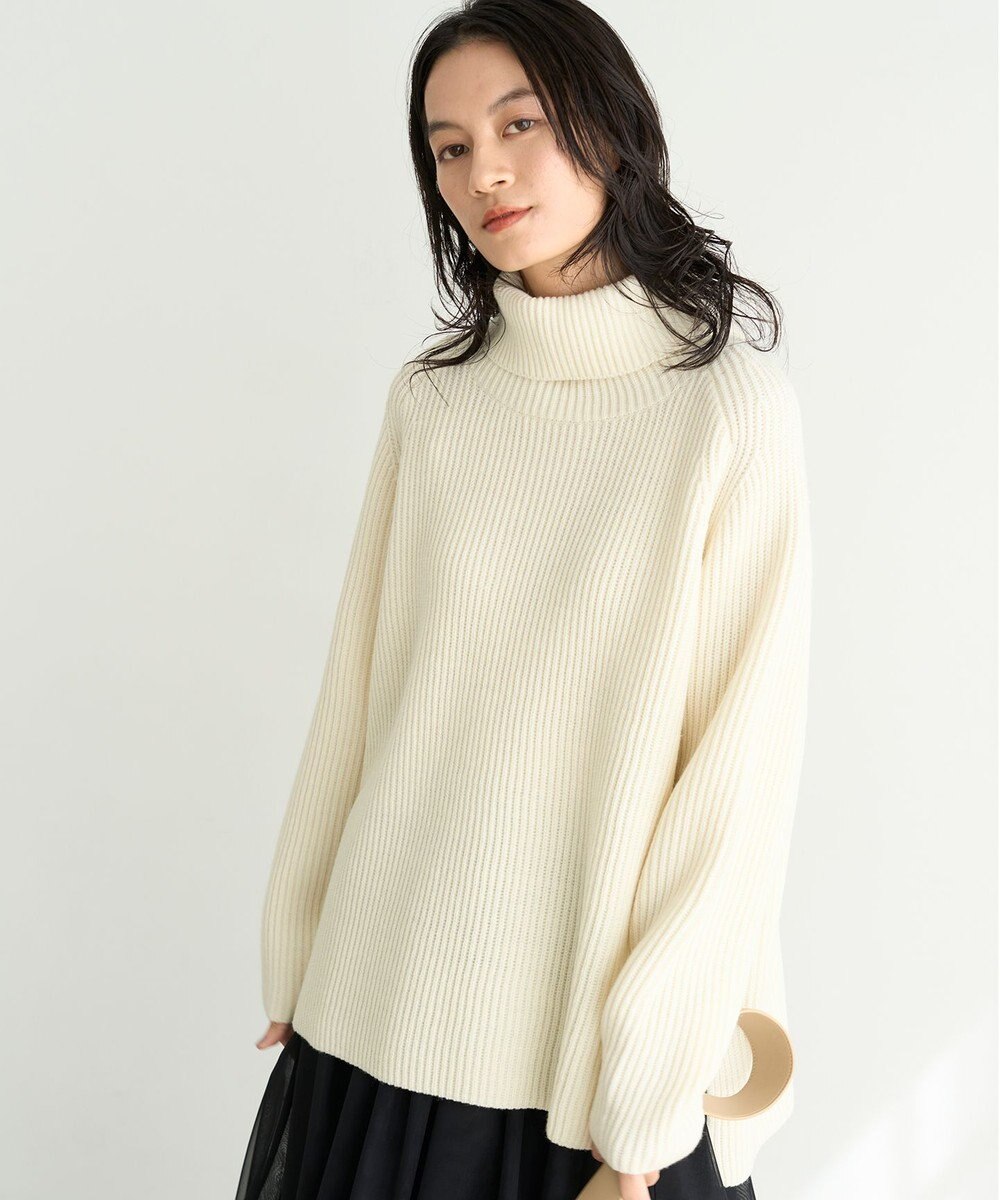 UNFILO あぜ編みオフタートルニット 