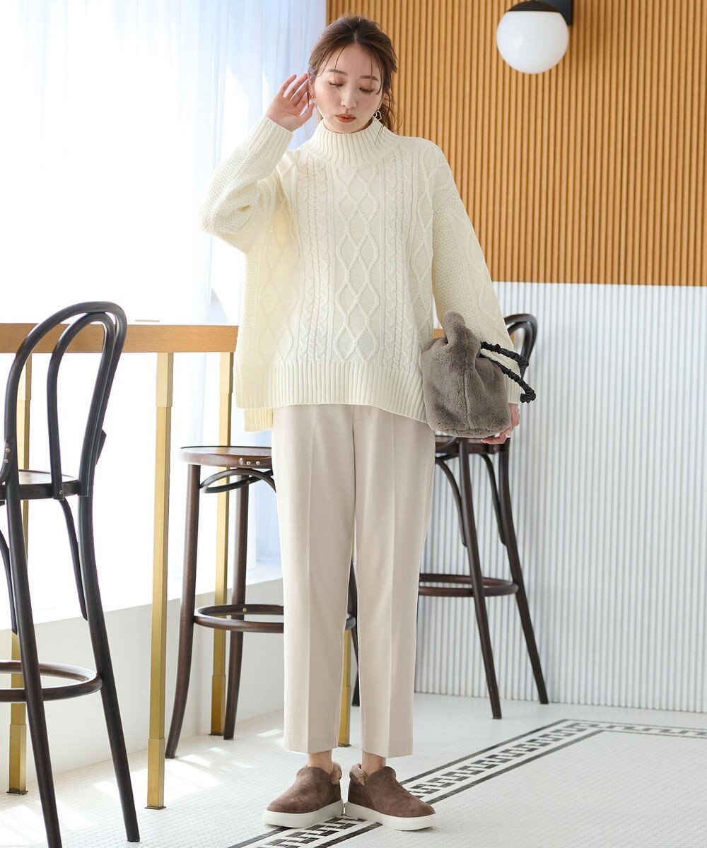 ANY L 【ウエストゴム/リントラク加工/裏起毛/ストレッチ】シークレットウォーム　テーパードパンツ 