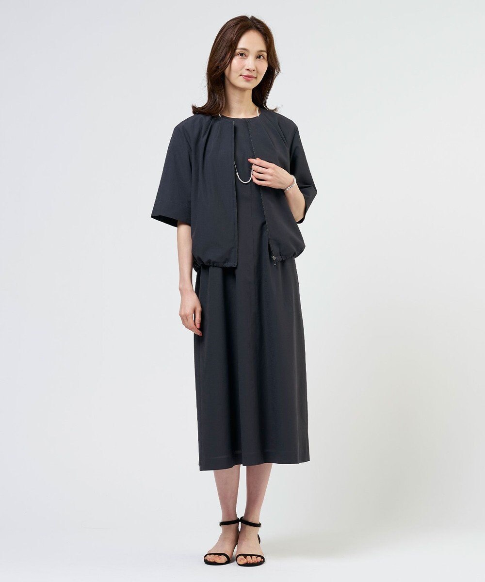 J.PRESS LADIES S 【季節の変わり目に】アキハ BREEZE COOL ノーカラー ブルゾン 