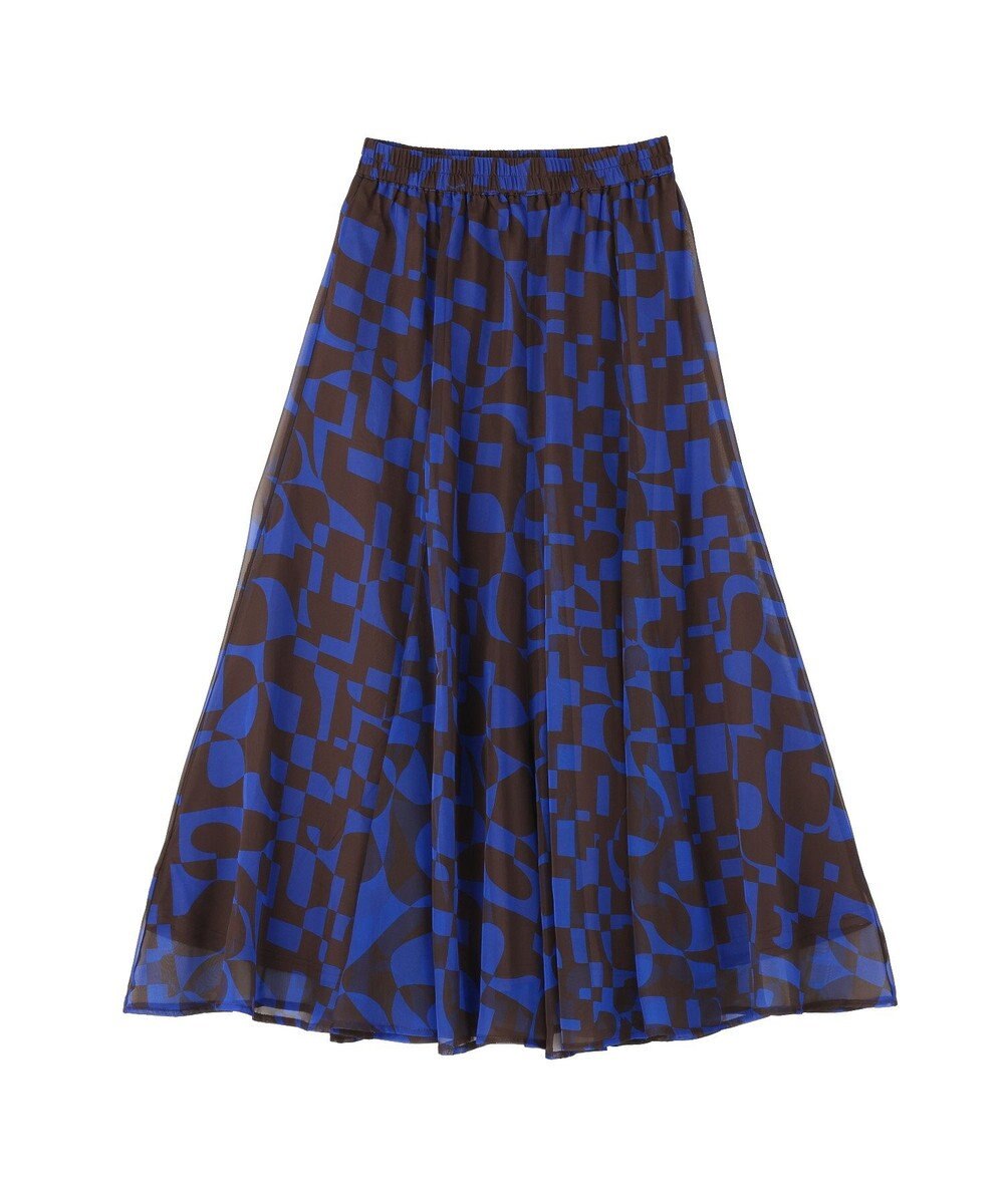 YECCA VECCA アート柄シアーロングスカート 
