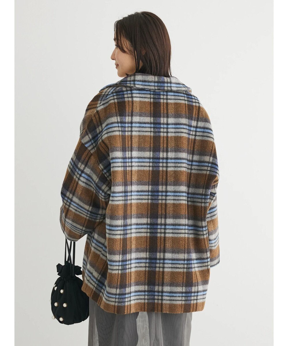 Green Parks ・ＥＬＥＮＣＡＲＥ　ＤＵＥ　シャギーチェックミドルコート 