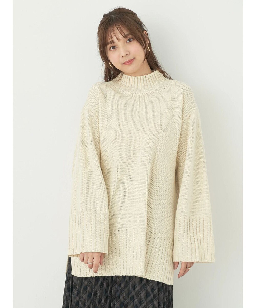 earth music&ecology アンチピリングリブハイネックチュニック 