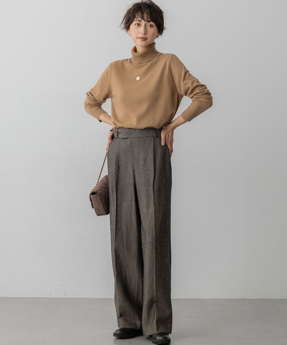 23区 【GOLD LABEL】ウールリネンツイル ワイドパンツ 