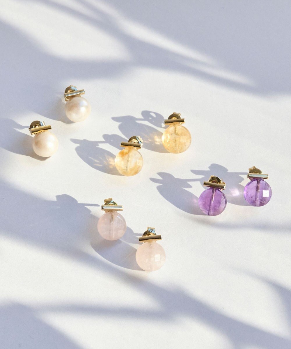 Phoebe 【金属アレルギー対応】パワーストーンバーピアス　アメシスト/天然石 