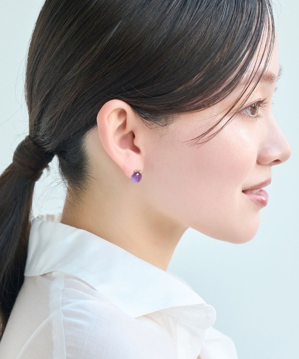 Phoebe 【金属アレルギー対応】パワーストーンバーピアス　アメシスト/天然石 