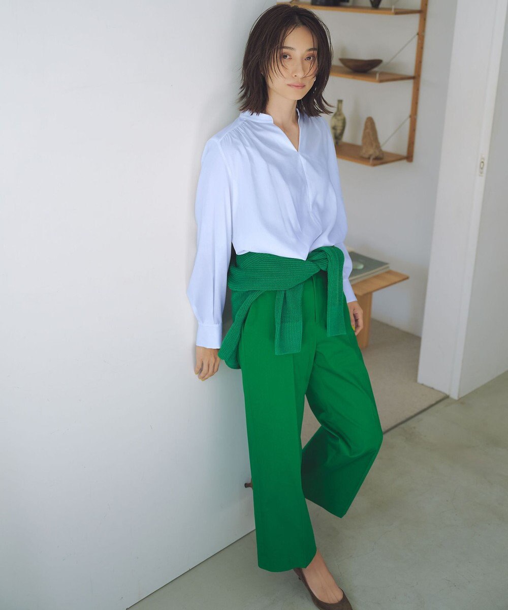 自由区 【洗える】SOMELOSクロップド丈 ブラウス 