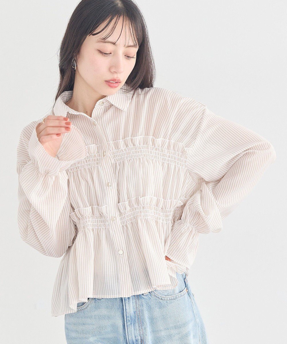 earth music&ecology シャーリングストライプシャツ 