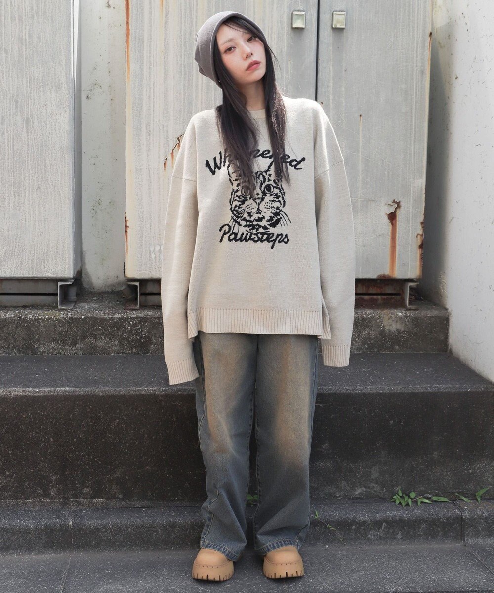 WEGO 【ユニセックス着用ITEM/SMLサイズ展開】ジャガードグラフィックプルオーバー 