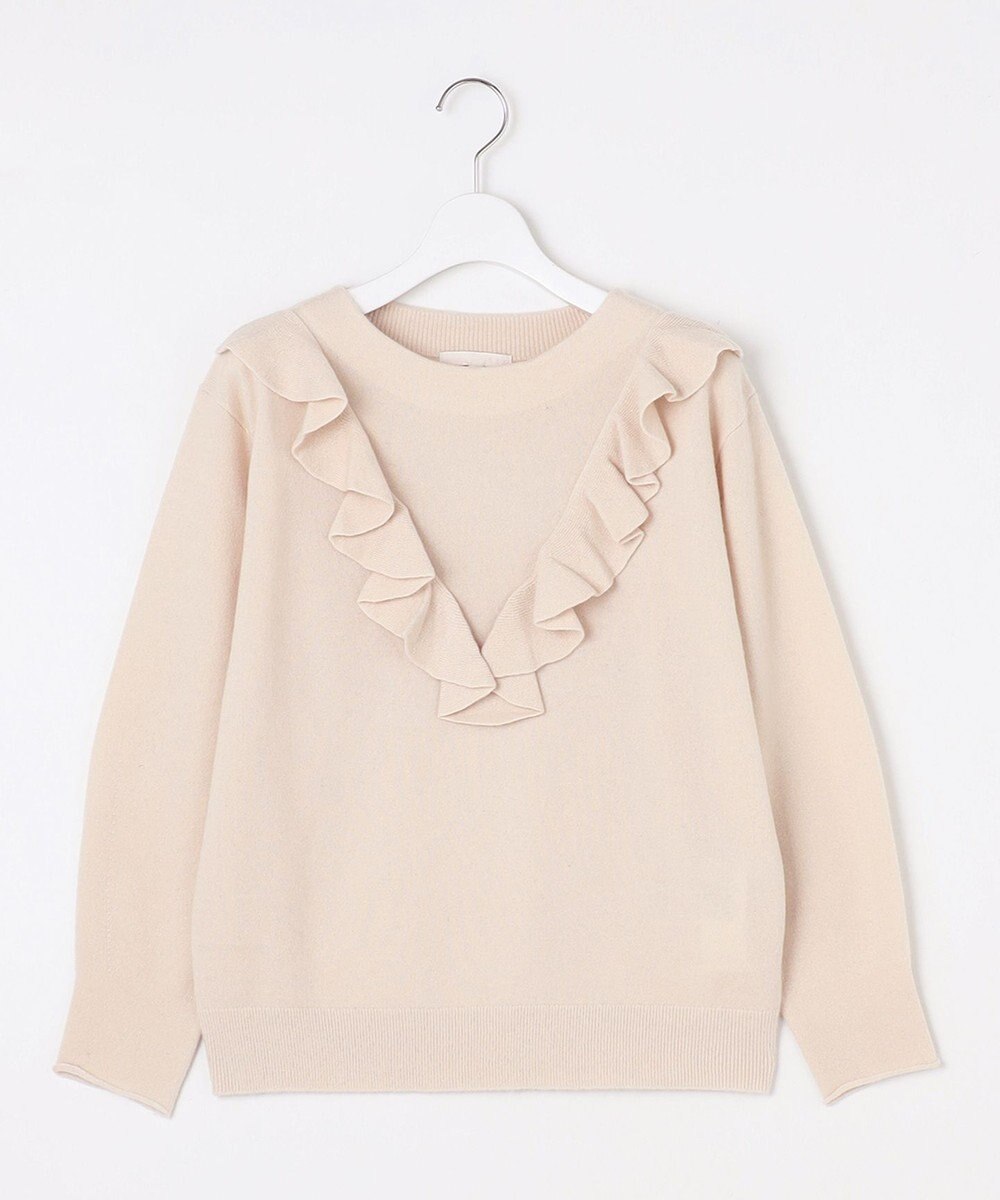 自由区 【洗える】ピュアカシミヤフリルディティール ニット 