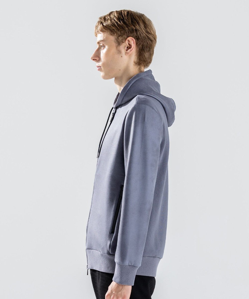 JOSEPH HOMME 新素材【ストレッチ/光沢感】レザーライクジャージーコンビ　フーディー 