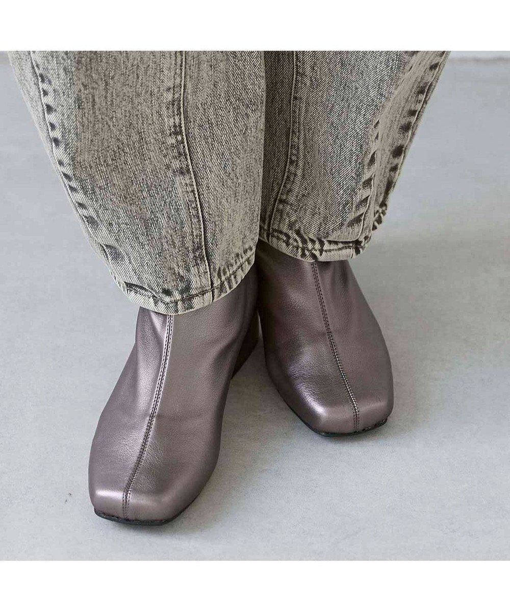 MODE ET JACOMO <carino>【レイン対応】スクエアトゥローヒールブーツ 